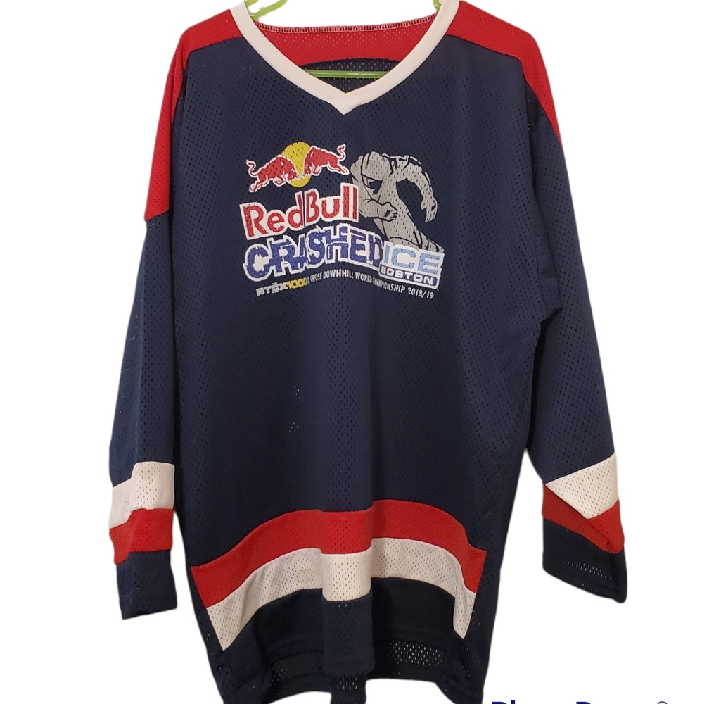 Large Navy Red Bull Crashed Ice Boston Ice Cross World Championship 2018 jersey